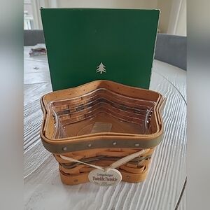 NIB 2001 Longaberger Twinkle Twinkle Star Basket with Natural and Green Accents